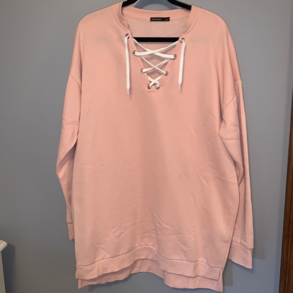Lace Up Sweatshirt Dress - Picture 2 of 4